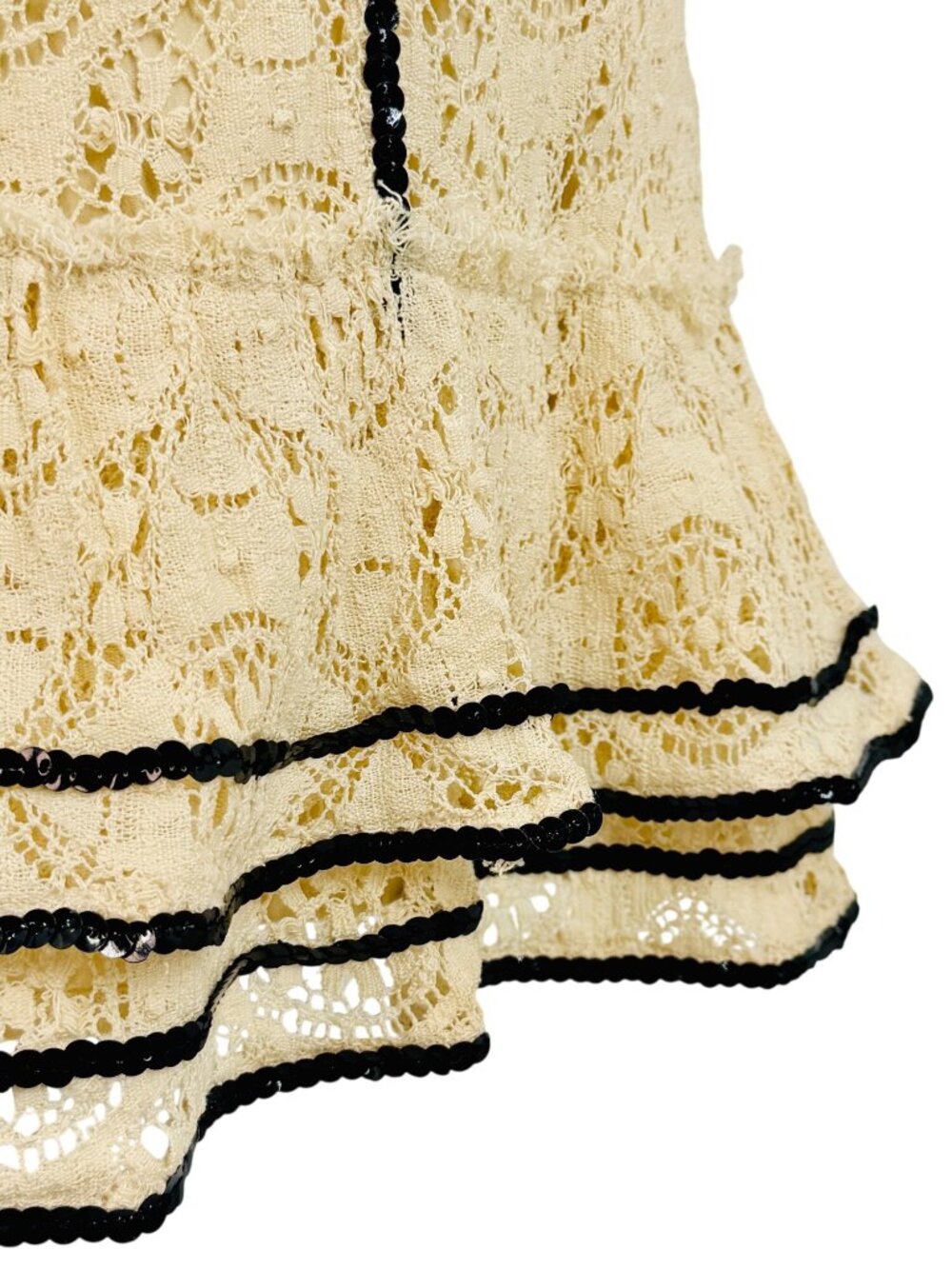 NWT Free People Cream Black Lace Sequin Mini Dress | Whimsigoth Luxe Coquette 8 - Picture 10 of 16